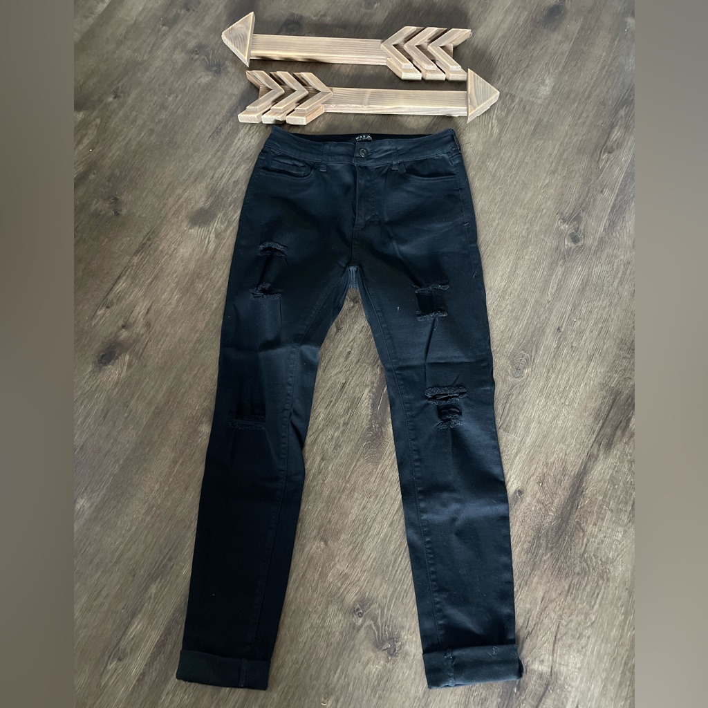 Black, Distressed, Ripped Ankle Jeans. Wax Jean Los Angeles Brand. Size 9.